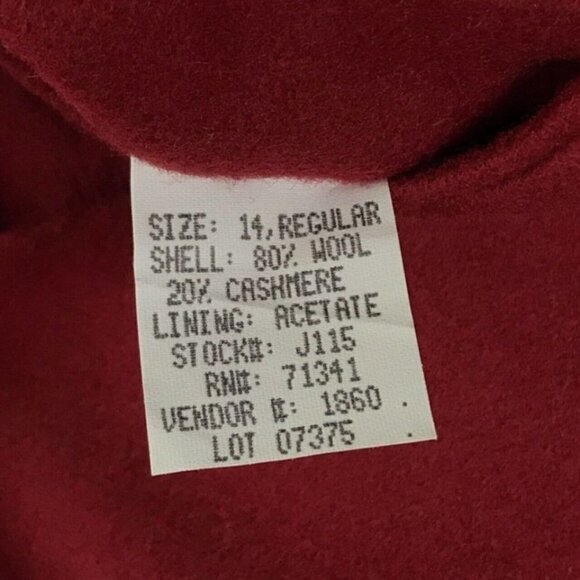L.L. Bean Vintage Wool Cashmere Boxy Red Blazer Size 10P - Picture 4 of 4